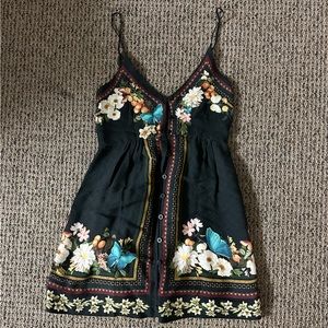 FARM RIO BUTTERFLY BLACK FLORAL DRESS